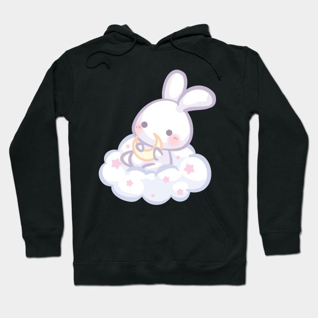 Bunny in Fluffy Cloud Holding the Moon Hoodie by cSprinkleArt